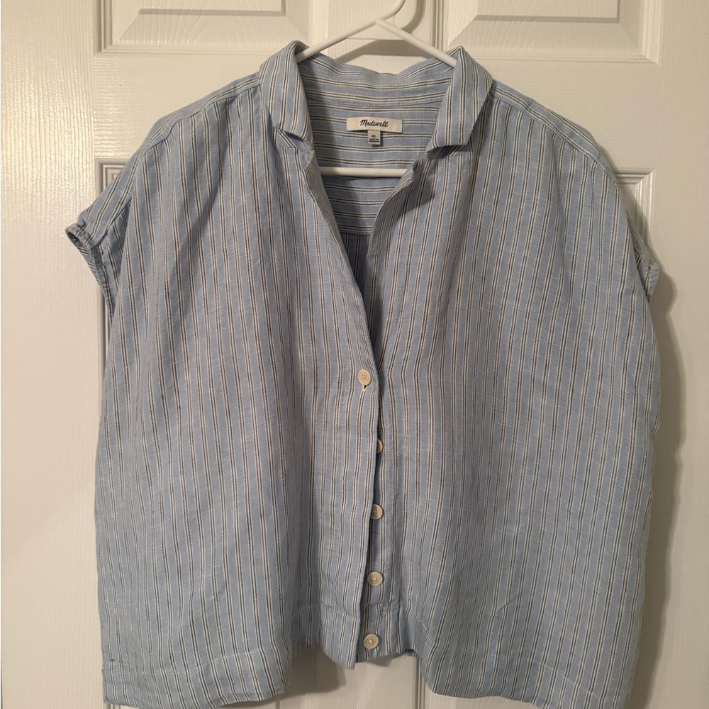 Madewell Boxy Cap-Sleeve Shirt in 100% Linen